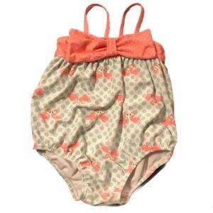 Baby Girls Flamingo Print One Piece Swimsuit Size 6-9M